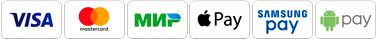 Мы принимаем к оплате VISA, Mastercard, Apple Pay, Samsung Pay, Android Pay